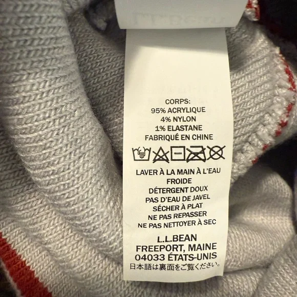 LL BEAN Katahdin Pom Hat Mountain Scene Gray and Red - Picture 6 of 6